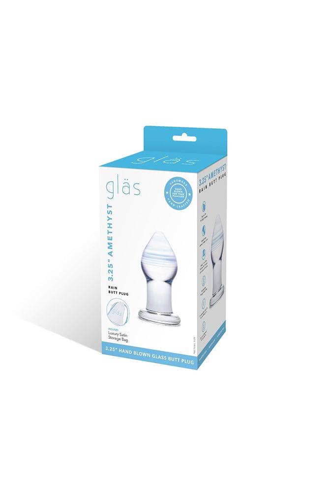 Gläs - Amethyst Rain Glass Butt Plug - Clear/Blue - Stag Shop