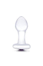 Gläs - 3.5-inch Bling Bling Glass Butt Plug - Clear/Purple - Stag Shop