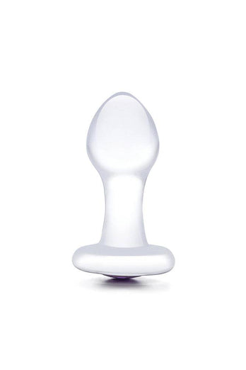 Gläs - 3.5-inch Bling Bling Glass Butt Plug - Clear/Purple - Stag Shop
