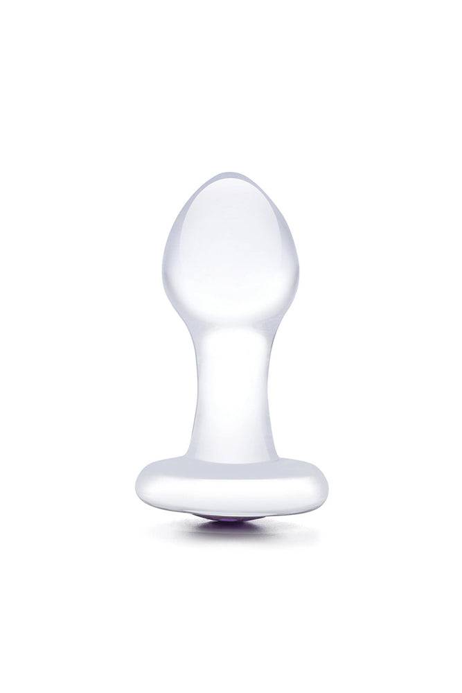 Gläs - 3.5-inch Bling Bling Glass Butt Plug - Clear/Purple - Stag Shop