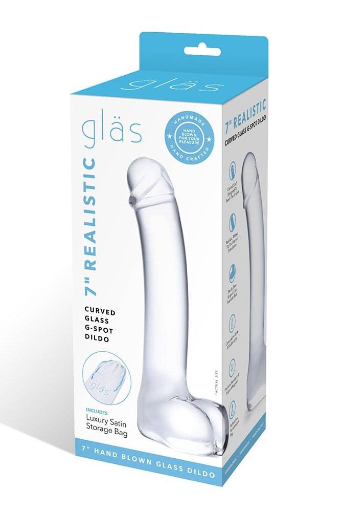 Gläs - 7-inch Curved Realistic Glass Dildo - Clear - Stag Shop