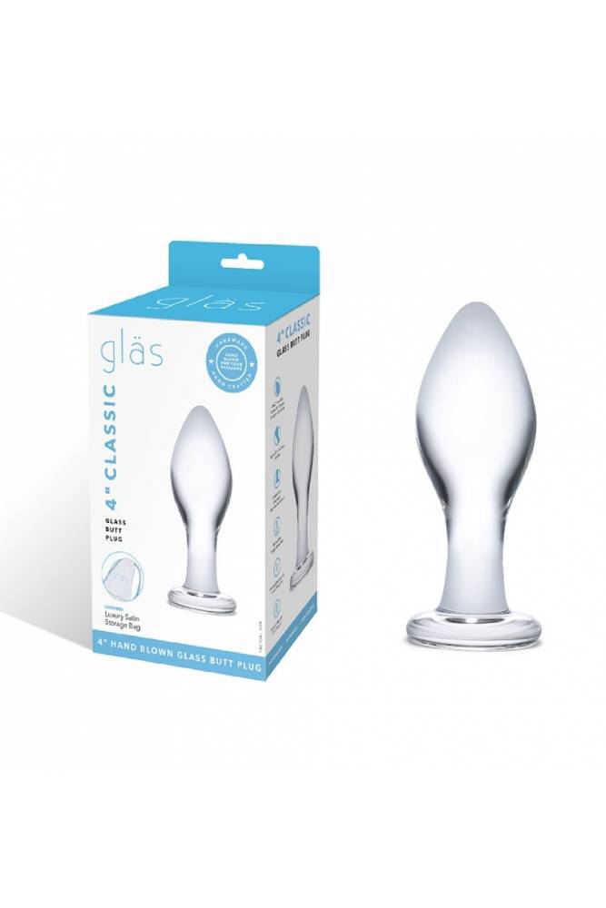 Gläs - 4'' Classic Glass Butt Plug - Clear - Stag Shop