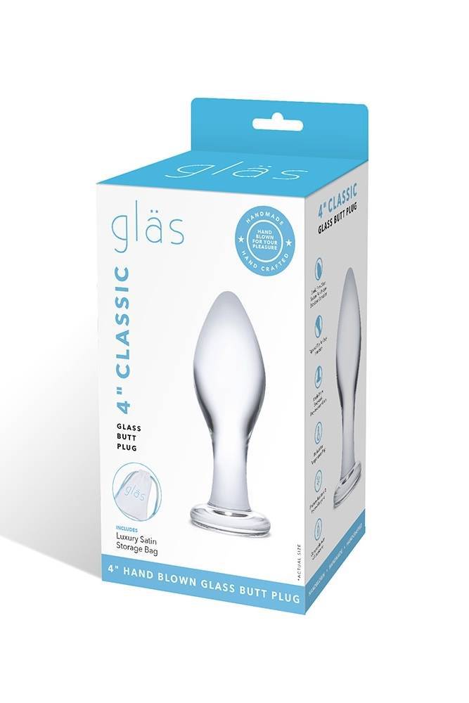 Gläs - 4'' Classic Glass Butt Plug - Clear - Stag Shop