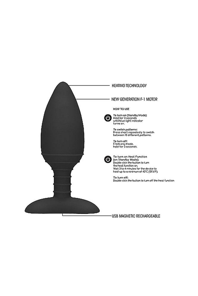 Shots Toys - Elegance - Glow Heating Butt Plug - Black - Stag Shop