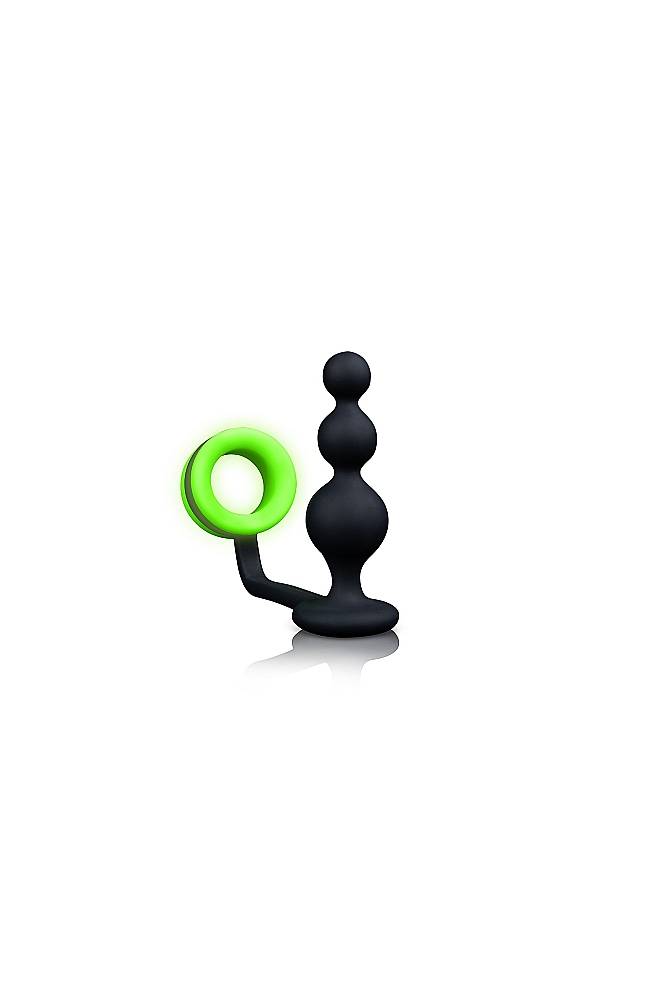 Ouch by Shots Toys - Beads Butt Plug with Cock Ring - Glow in the Dark - Stag Shop