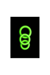 Ouch by Shots Toys - 3 pc Cock Ring Set - Glow in the Dark - Stag Shop
