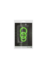 Ouch by Shots Toys - 3 pc Cock Ring Set - Glow in the Dark - Stag Shop
