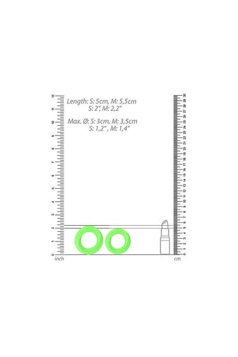 Ouch by Shots Toys - 2 pc Cock Ring Set - Glow in the Dark - Stag Shop