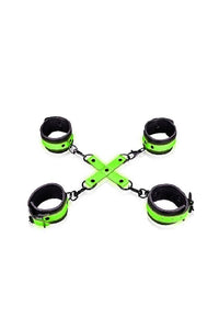 Thumbnail for Ouch by Shots Toys - Hand & Ankle Cuffs with Hogtie - Glow in the Dark - Stag Shop