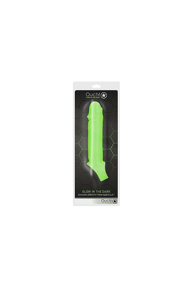 Ouch by Shots Toys - Smooth Stretchy Penis Sleeve with Ball Strap - Glow in the Dark - Stag Shop