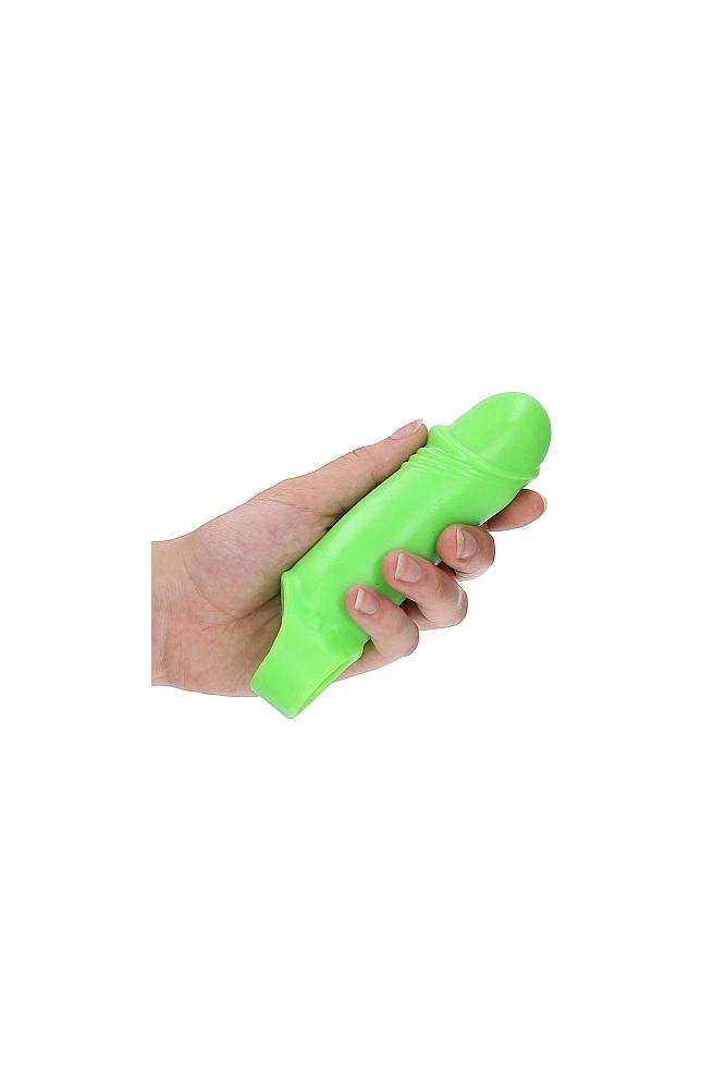 Ouch by Shots Toys - Smooth, Thick & Stretchy Penis Sleeve with Textured Tip & Ball Strap - Glow in the Dark - Stag Shop
