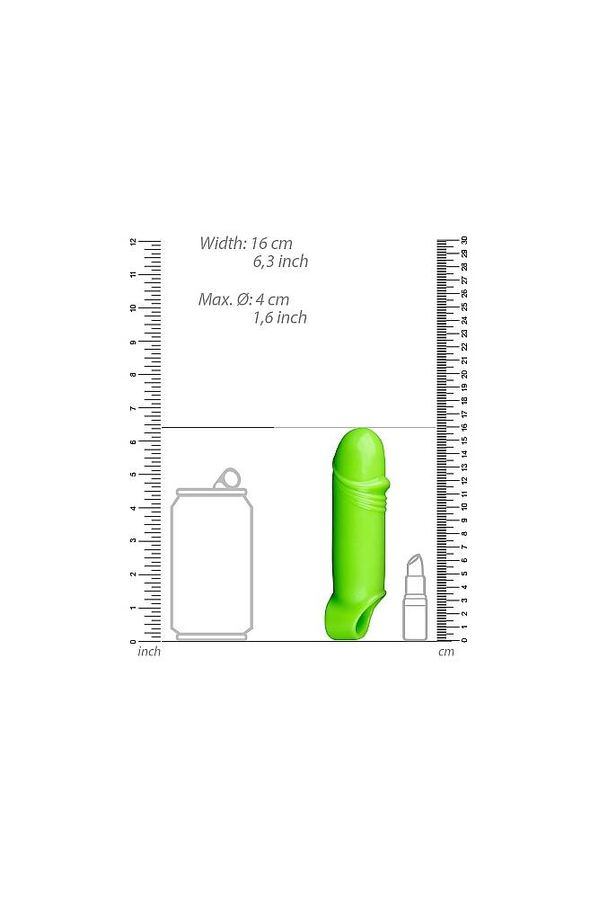 Ouch by Shots Toys - Smooth, Thick & Stretchy Penis Sleeve with Textured Tip & Ball Strap - Glow in the Dark - Stag Shop