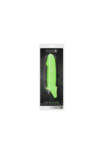 Ouch by Shots Toys - Smooth, Thick & Stretchy Penis Sleeve with Ball Strap - Glow in the Dark - Stag Shop