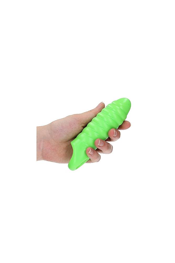 Ouch by Shots Toys - Swirl Thick Stretchy Penis Sleeve with Ball Strap - Glow in the Dark - Stag Shop