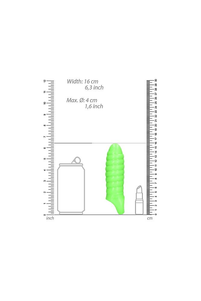 Ouch by Shots Toys - Swirl Thick Stretchy Penis Sleeve with Ball Strap - Glow in the Dark - Stag Shop