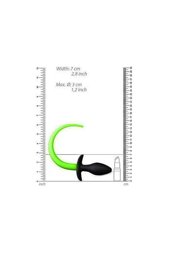 Ouch by Shots Toys - Puppy Tail Plug - Glow in the Dark - Stag Shop