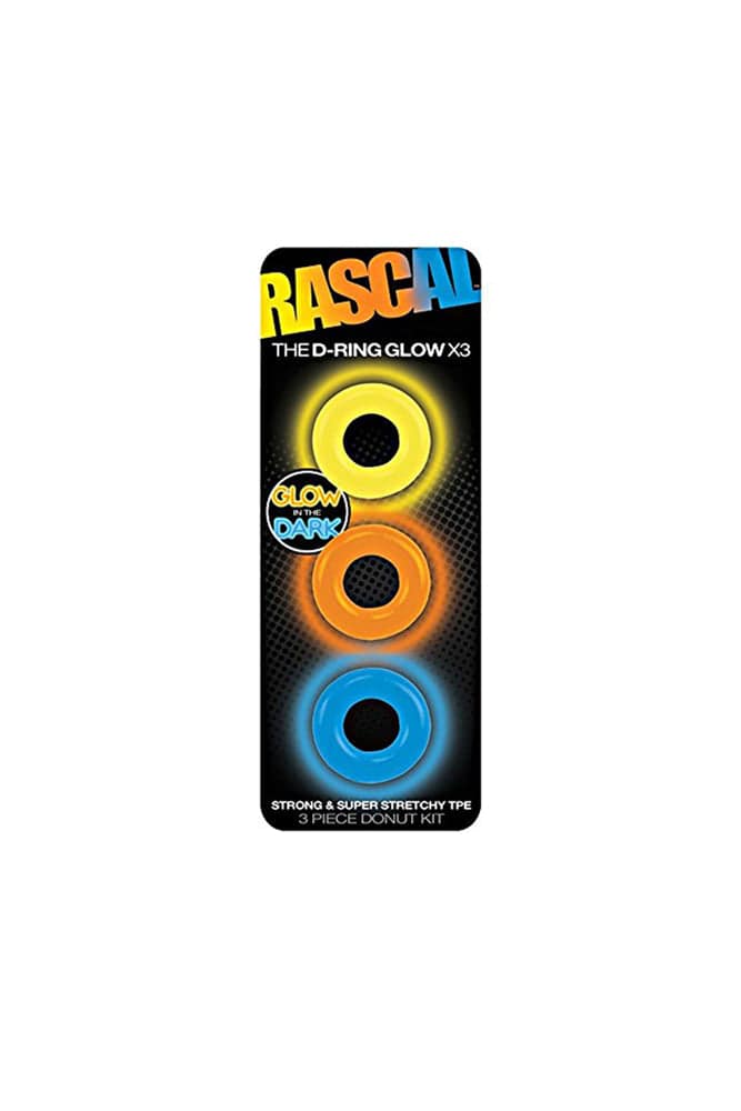 Channel 1 Releasing - Rascal - The D-Ring x3 Cock Ring Set - Glow - Stag Shop