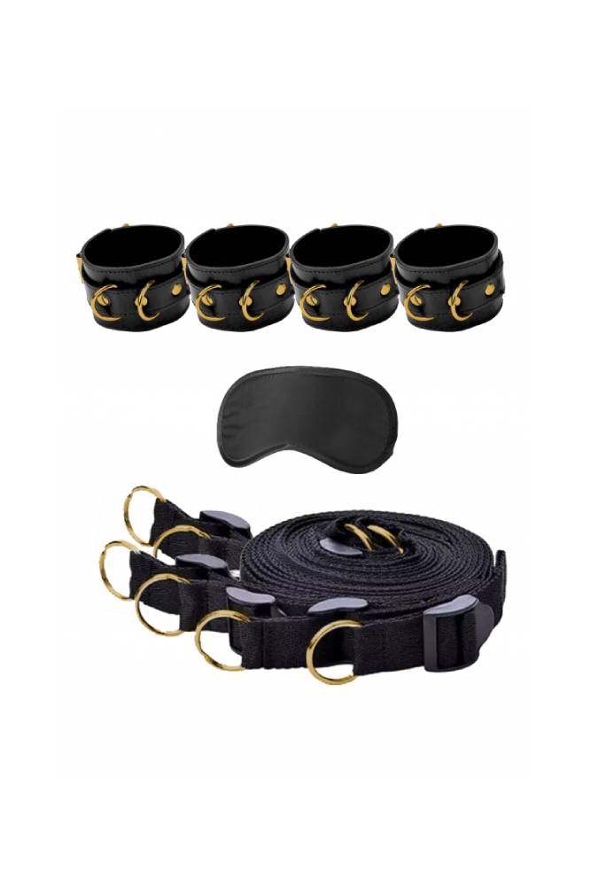 Ouch by Shots Toys - Limited Edition Under The Bed Binding Restraint Kit - Gold/Black - Stag Shop