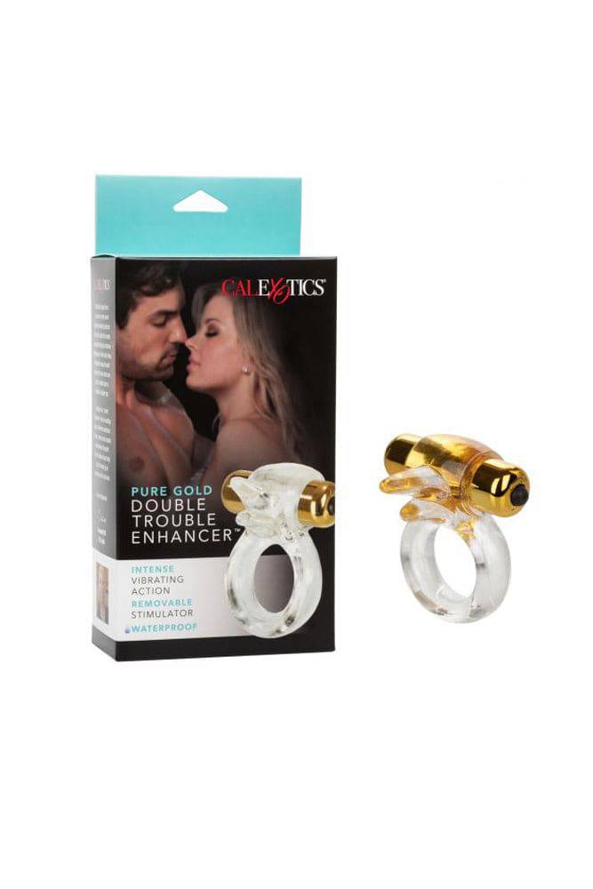 Cal Exotics - Couples Enhancer - Pure Gold Double Trouble Cock Ring - Stag Shop