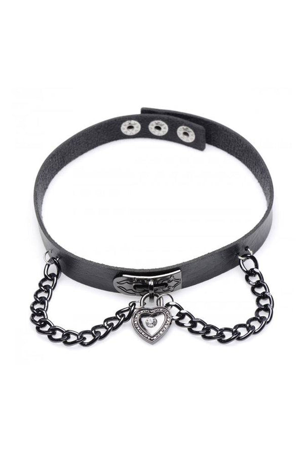 XR Brands - Master Series - Gothic Heart Chain Choker - Black - Stag Shop