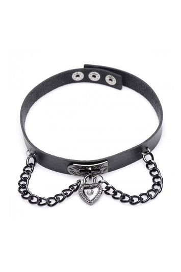 XR Brands - Master Series - Gothic Heart Chain Choker - Black - Stag Shop
