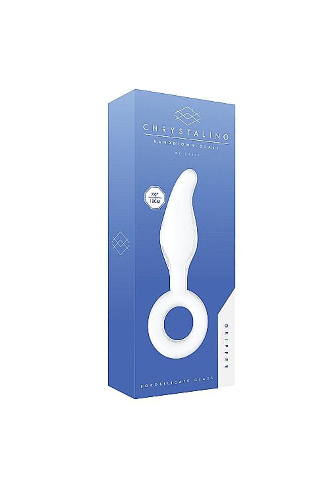Shots Toys - Chrystalino - Gripper Glass Butt Plug - White - Stag Shop