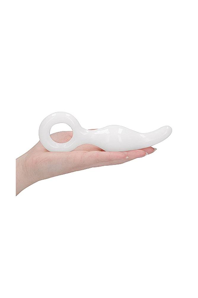 Shots Toys - Chrystalino - Gripper Glass Butt Plug - White - Stag Shop