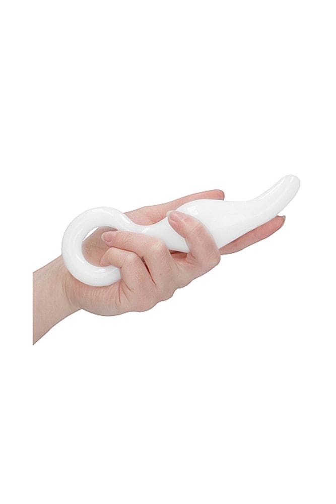 Shots Toys - Chrystalino - Gripper Glass Butt Plug - White - Stag Shop