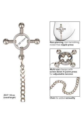 Cal Exotics - Nipple Grips - 4-Point Nipple Press With Chain - Stag Shop