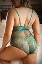 Fantasy Lingerie - Vixen - Green With Envy Lace Teddy - Green - Queen Size - Stag Shop