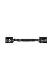 Ouch by Shots Toys - Black & White - Bonded Leather Hand Cuffs With Handle - Black - Stag Shop