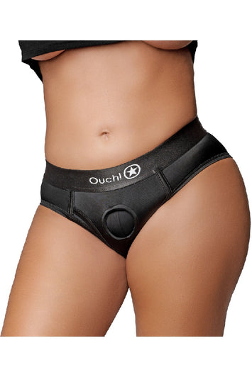 Ouch by Shots Toys - Vibrating Strap-on High-cut Brief - Black - Various Sizes - Stag Shop