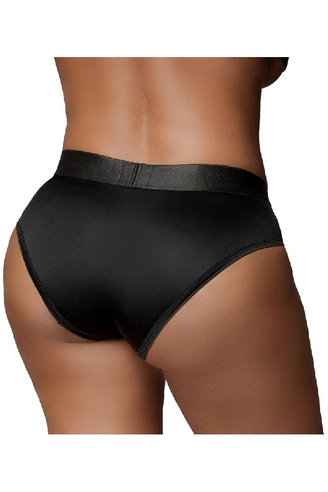 Ouch by Shots Toys - Vibrating Strap-on High-cut Brief - Black - Various Sizes - Stag Shop