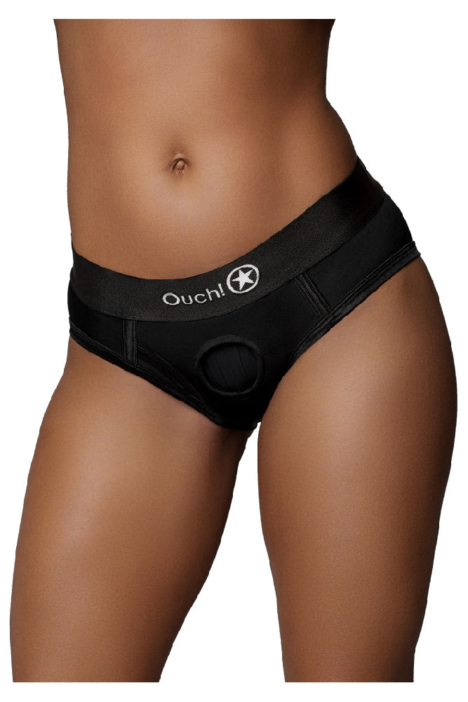 Ouch by Shots Toys - Vibrating Strap-on High-cut Brief - Black - Various Sizes - Stag Shop