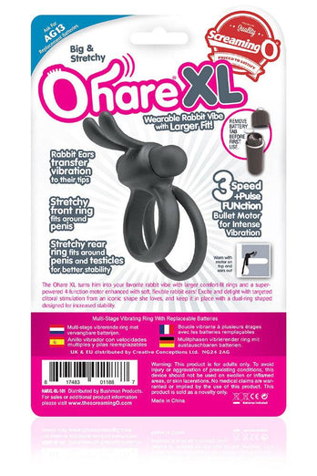 Screaming O - O Hare XL Vibrating Double Cock Ring - Black - Stag Shop