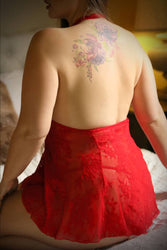 Fantasy Lingerie - Vixen - Hot Blooded Lace Dress & G-string - Red - Queen Size - Stag Shop