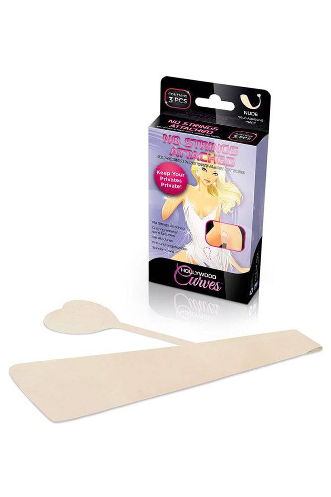 Hollywood Curves - HC018 - No Strings Attached Adhesive G-String - Nude - OS - Stag Shop