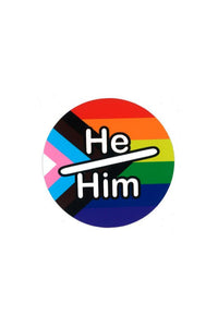 Thumbnail for Stag Shop - Pride Flag with He/Him Pronouns Sticker - Stag Shop