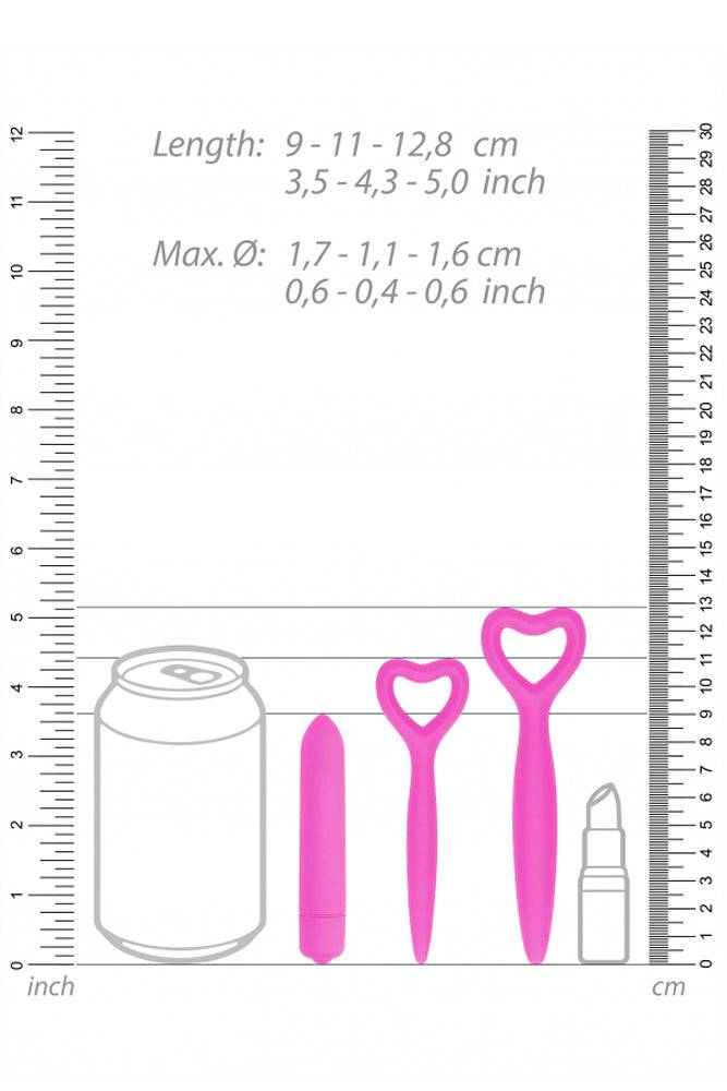 Ouch by Shots Toys - Silicone Heart Vaginal Dilator Set - Pink - Stag Shop