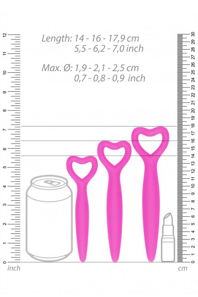 Ouch by Shots Toys - Silicone Heart Vaginal Dilator Set - Pink - Stag Shop