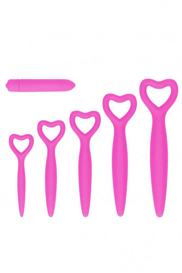 Ouch by Shots Toys - Silicone Heart Vaginal Dilator Set - Pink - Stag Shop