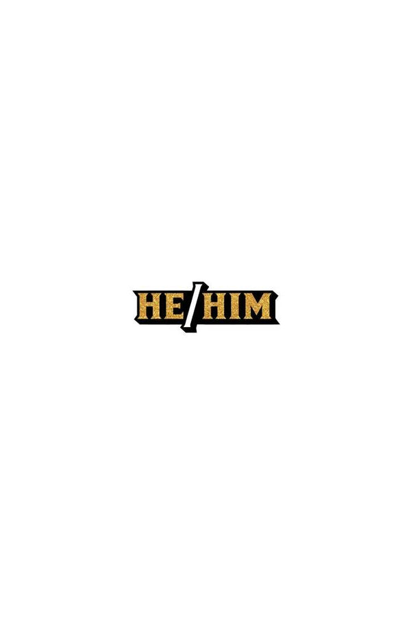 Wood Rocket - He/Him Pronoun Enamel Pin - Gold - Stag Shop