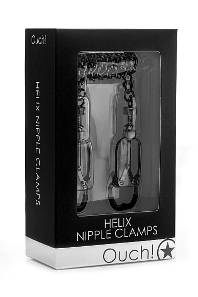 Ouch by Shots Toys - Helix Nipple Clamps - Black - Stag Shop