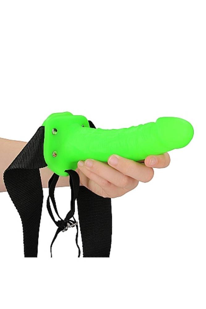 Ouch by Shots Toys - Realistic 7'' Hollow Strap-on Harness - Glow in the Dark - Stag Shop