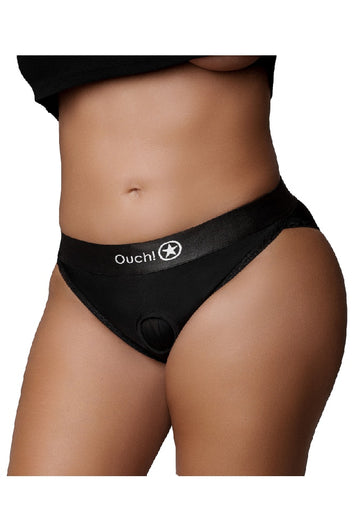 Ouch by Shots Toys - Vibrating Strap-on Hipster Panty Harness - Black - Various Sizes - Stag Shop