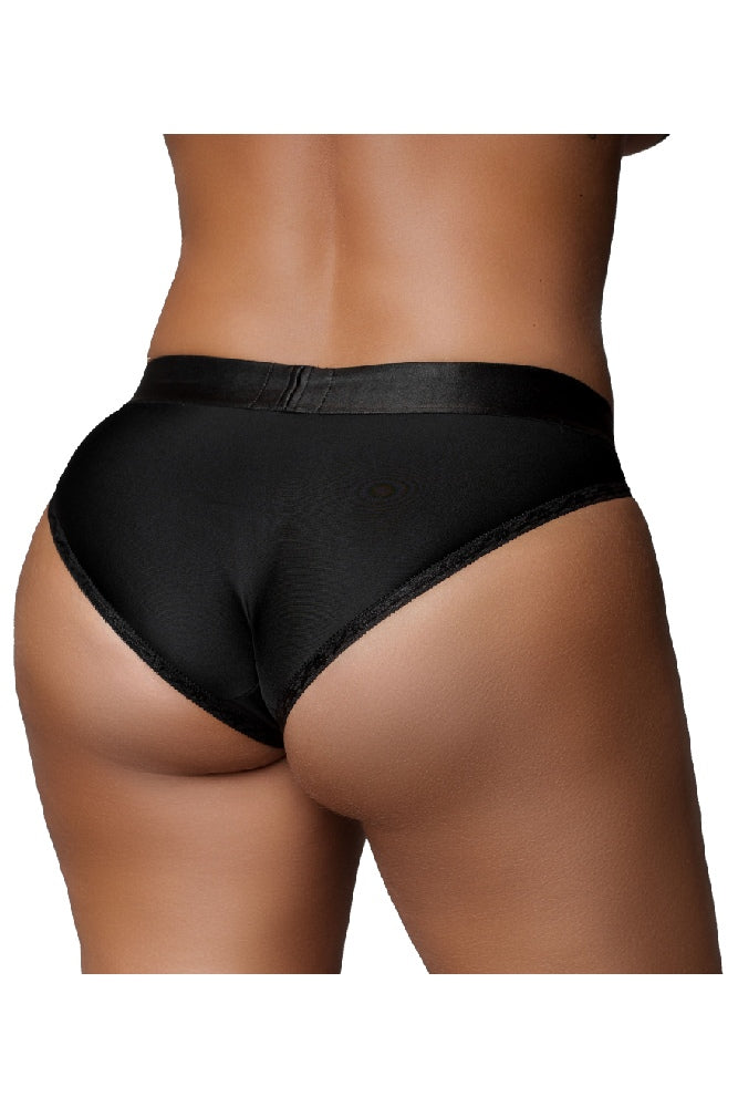 Ouch by Shots Toys - Vibrating Strap-on Hipster Panty Harness - Black - Various Sizes - Stag Shop