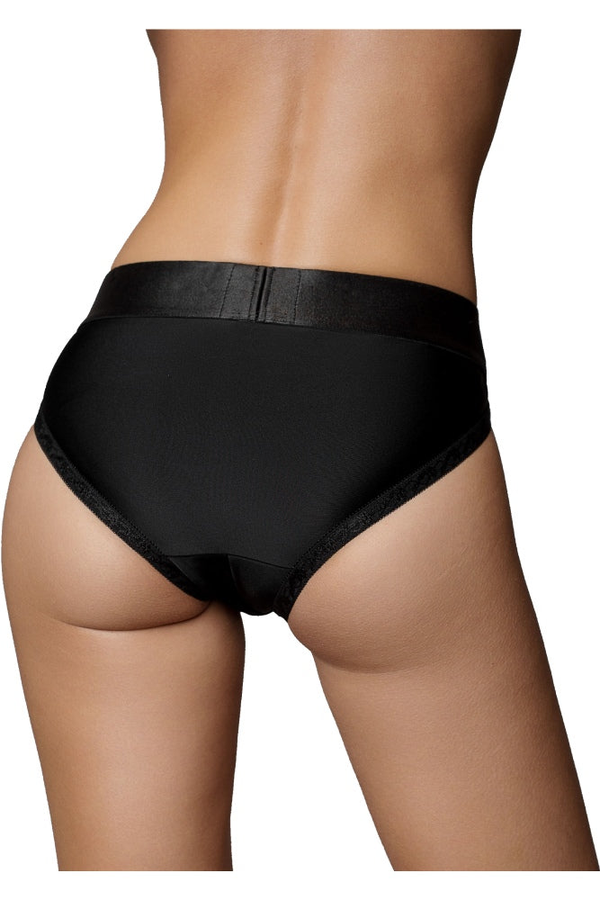 Ouch by Shots Toys - Vibrating Strap-on Hipster Panty Harness - Black - Various Sizes - Stag Shop