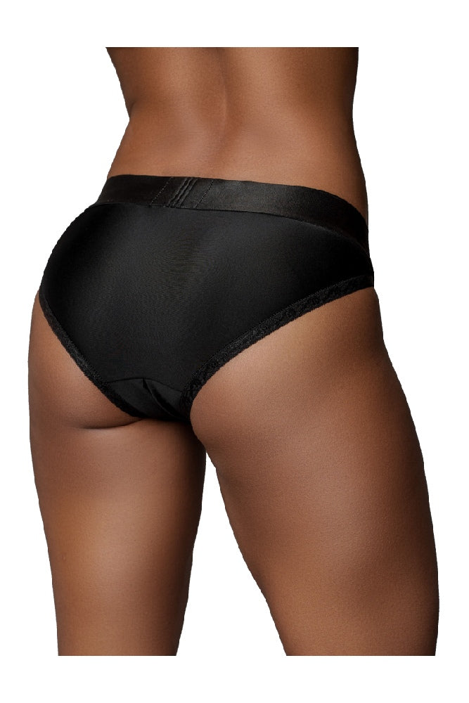 Ouch by Shots Toys - Vibrating Strap-on Hipster Panty Harness - Black - Various Sizes - Stag Shop