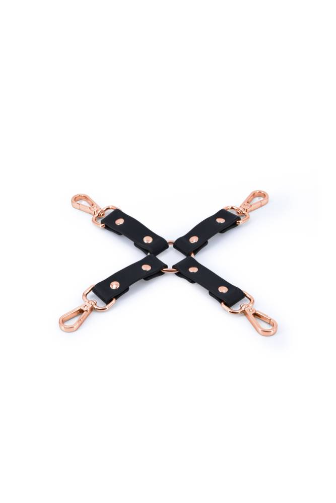 NS Novelties - Bondage Couture - Hog Tie Strap - Black/Rose Gold - Stag Shop