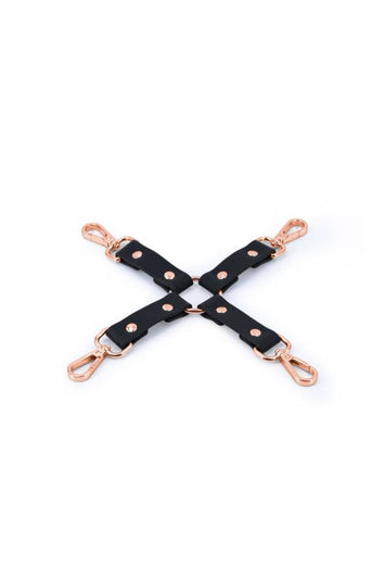 NS Novelties - Bondage Couture - Hog Tie Strap - Black/Rose Gold - Stag Shop